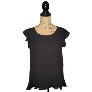 Loft Women's Black Flowy Cap Sleeve Top Size Medium